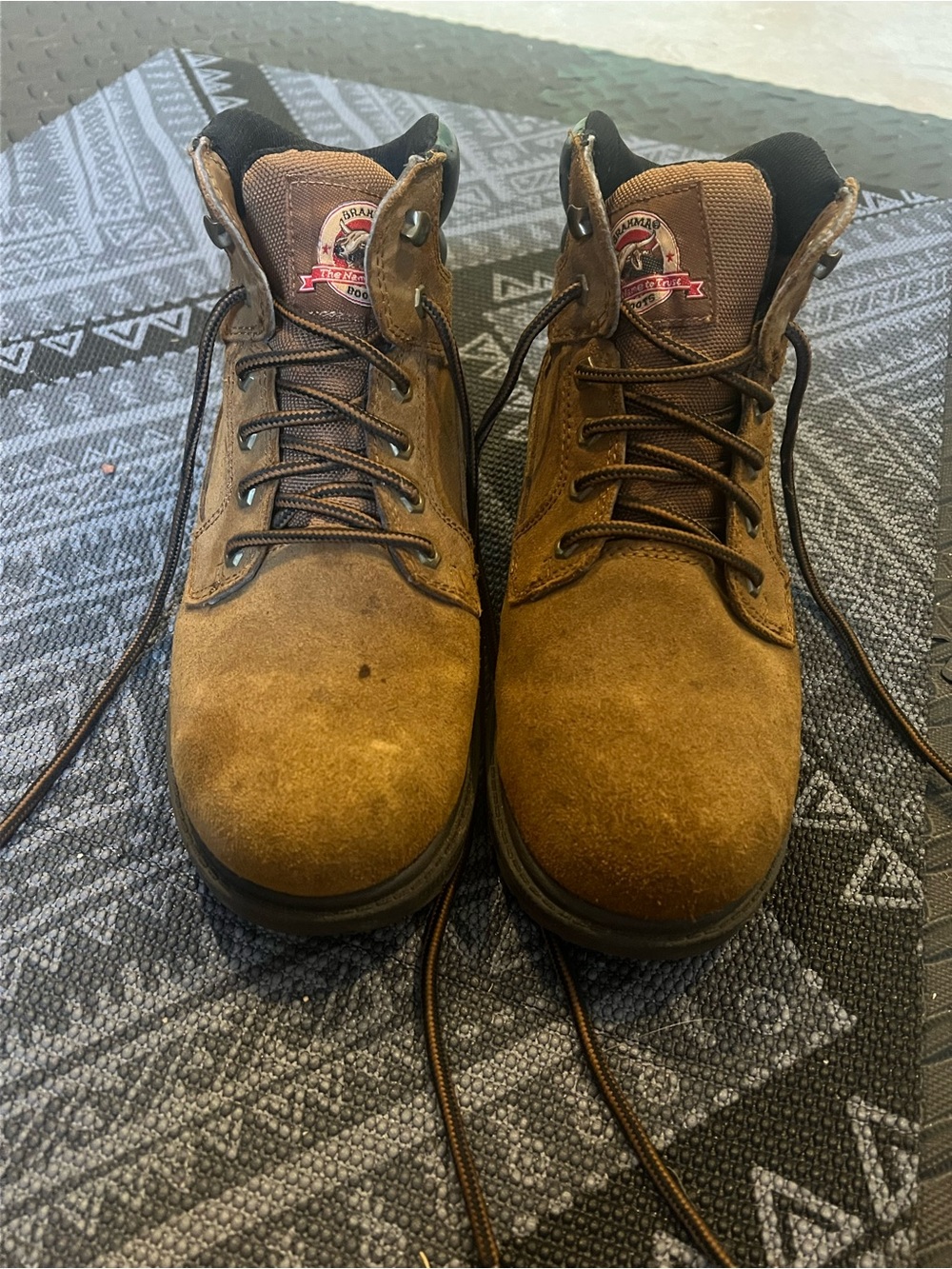 New Balance Brown Suede Lace-Up Work Boots with Black Collar